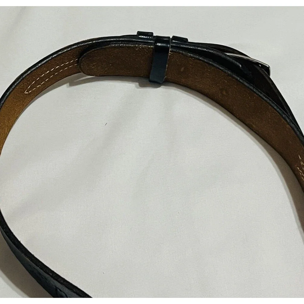 Vintage Looper Western Belt Sz 26 Embossed Black Leather “SNAKE” USA